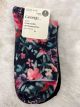 GEORGE LADIES CREW SOCKS - 2 PK - FLORAL PRINT/BLACK - SIZE 4-10