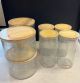 GLASS CANNISTER SET WITH CORK LID SET OF 8 (PRE$5 each) SM- 4.5-5.5 - LR - 8 - 3.5 IN.