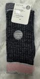 LADIES GEORGE CREW SOCKS BLACK/PINK - SIZE 4-10 - 2PK - MSRP $6.97