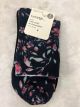 GEORGE LADIES CREW SOCKS - 2 PK. - LIGHT FLORAL PRINT/BLACK - SIZE 4-10