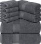 Utopia Towels - 8 Piece Premium Towel Set, 2 Bath Towels, 2 Hand Towels and 4 Washcloths GREY