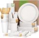 Gezond 350pcs Disposable Paper Plates Set Compostable - 50 GUESTS