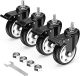 HOLKIE Caster Wheels 4 inch Total Locking Stem Casters, 3/8" -16 x 1 -BLACK